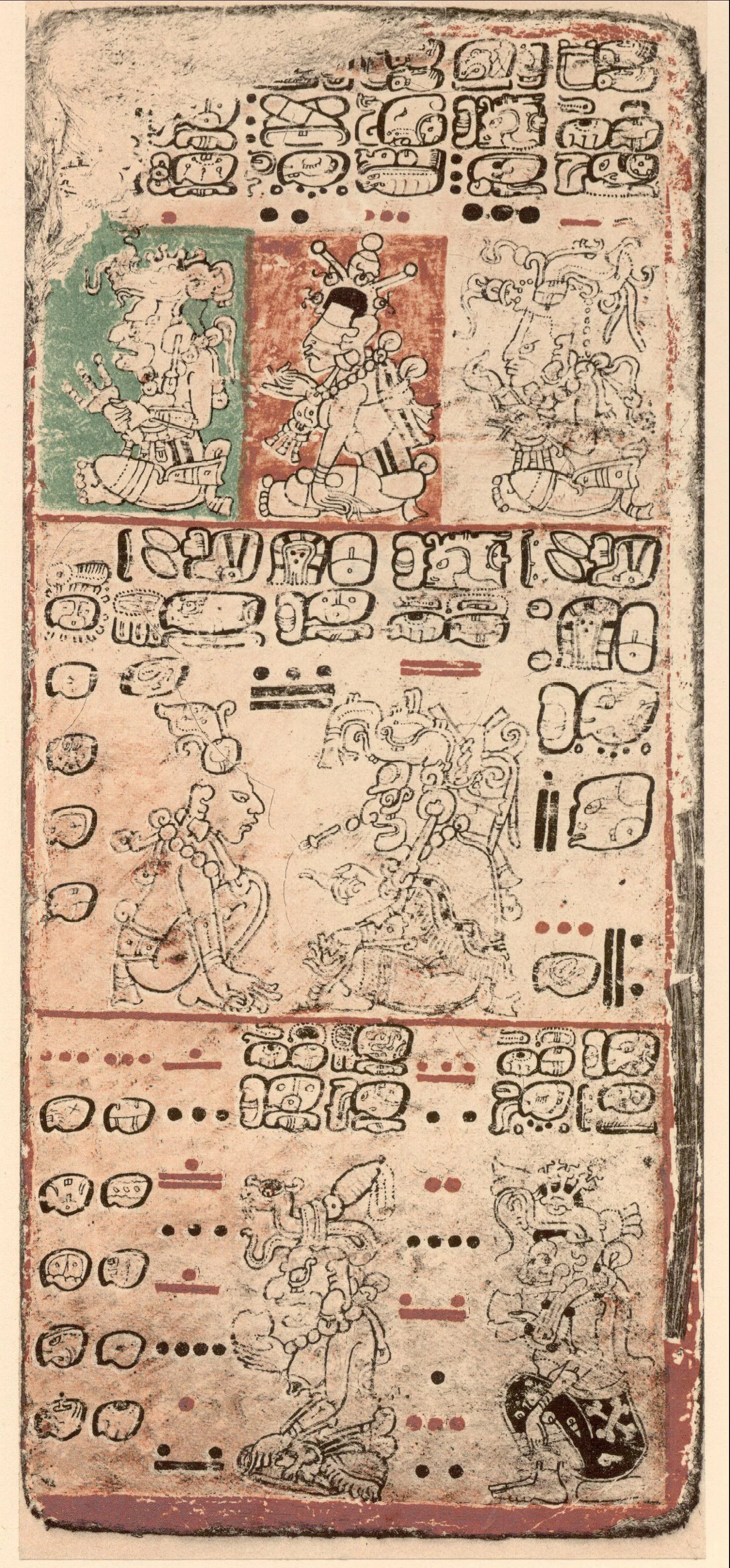 Page 9 of the Dresden Codex, a Maya book of almanacs built on the 260-day count.